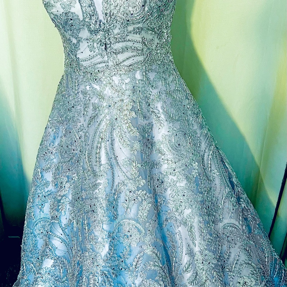 Silver Lace Bridal Gown